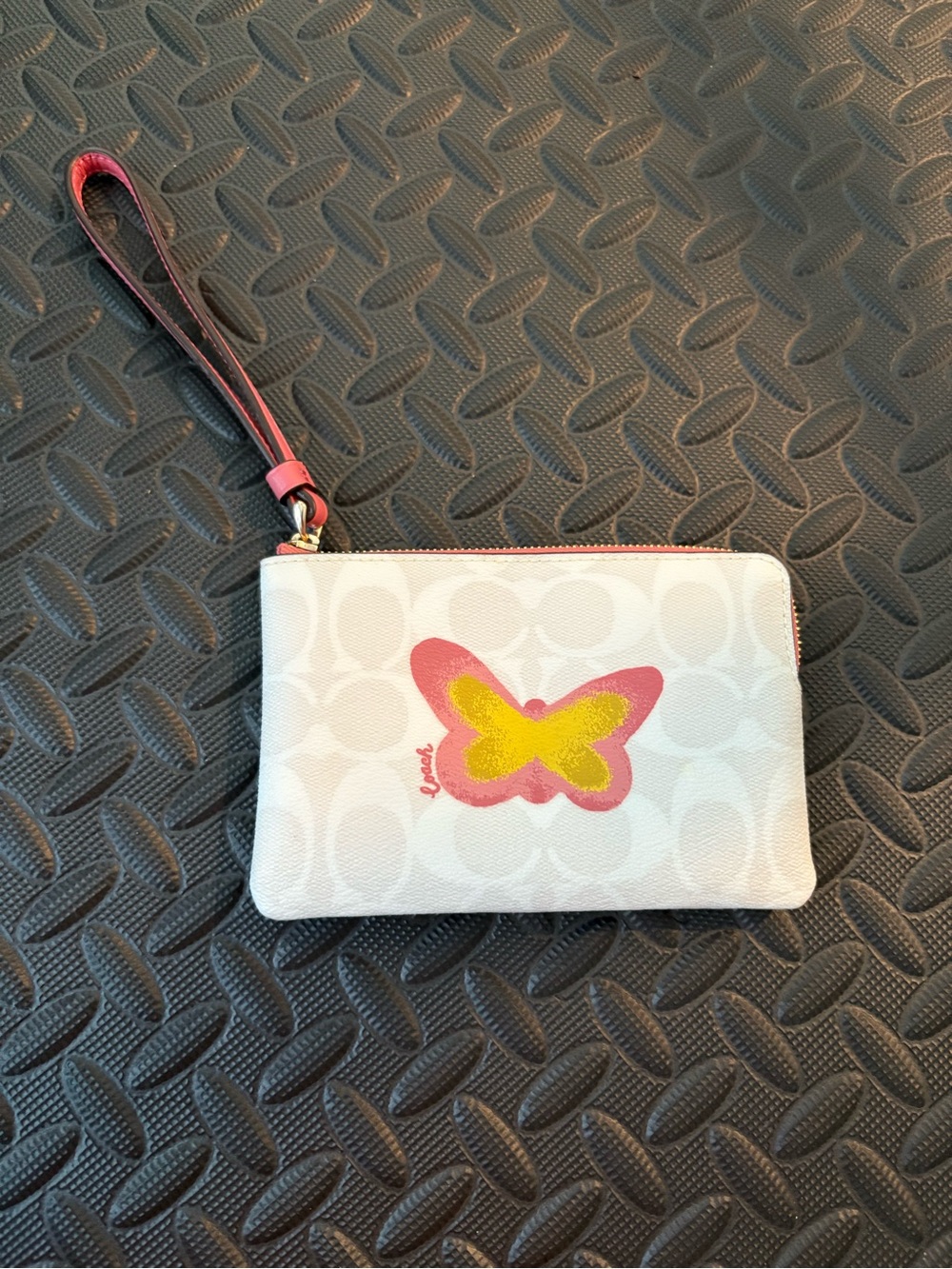Coach Kids Butterfly Wristlet in White, Pink and Yellow